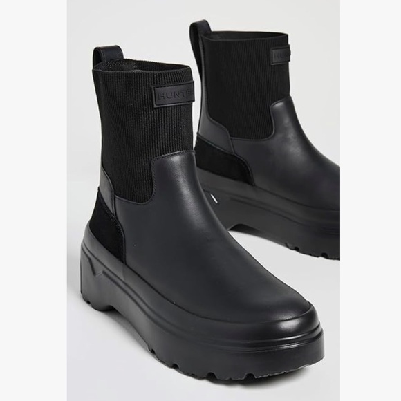 HUNTER Explorer Flatform Chelsea Boots Leather 864mn New in box 8 - Picture 2 of 11